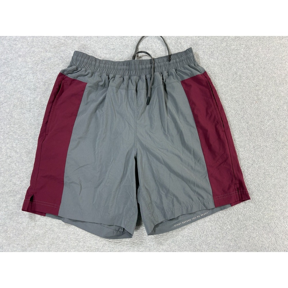 Fourlaps Compression Lined Running Shorts (Men's Medium) Gray/Maroon - 7"
